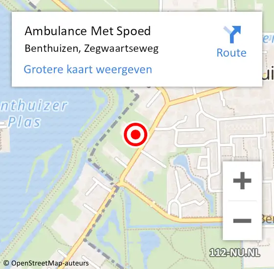 Locatie op kaart van de 112 melding: Ambulance Met Spoed Naar Benthuizen, Zegwaartseweg op 1 oktober 2021 17:14