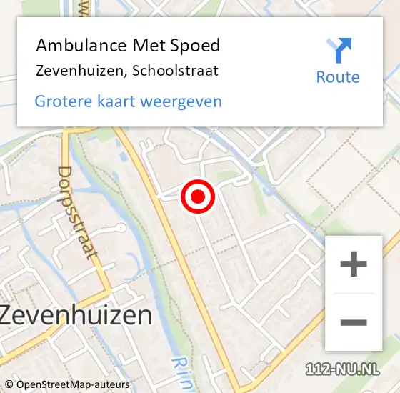 Locatie op kaart van de 112 melding: Ambulance Met Spoed Naar Zevenhuizen, Schoolstraat op 1 oktober 2021 17:19