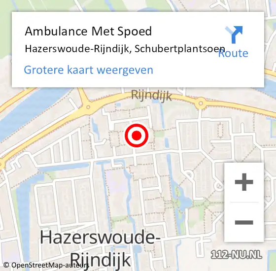 Locatie op kaart van de 112 melding: Ambulance Met Spoed Naar Hazerswoude-Rijndijk, Schubertplantsoen op 1 oktober 2021 17:32