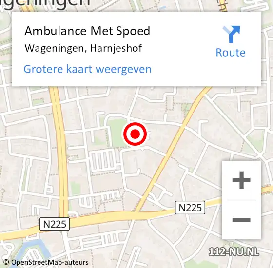 Locatie op kaart van de 112 melding: Ambulance Met Spoed Naar Wageningen, Harnjeshof op 1 oktober 2021 17:35