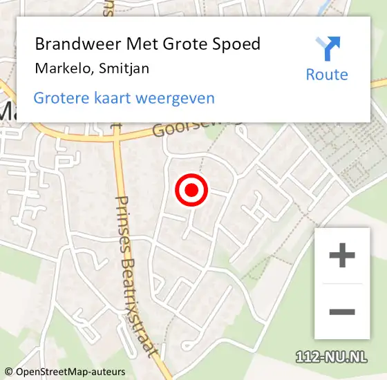 Locatie op kaart van de 112 melding: Brandweer Met Grote Spoed Naar Markelo, Smitjan op 1 oktober 2021 18:20