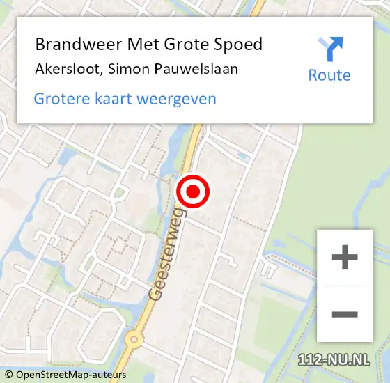 Locatie op kaart van de 112 melding: Brandweer Met Grote Spoed Naar Akersloot, Simon Pauwelslaan op 1 oktober 2021 18:28