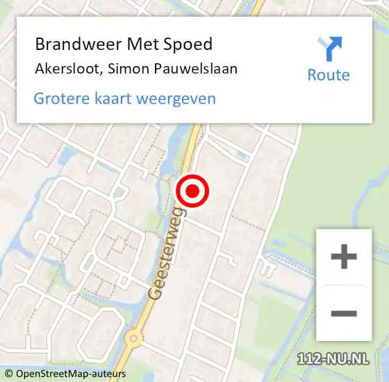 Locatie op kaart van de 112 melding: Brandweer Met Spoed Naar Akersloot, Simon Pauwelslaan op 1 oktober 2021 18:47