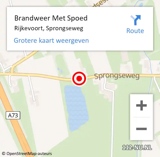 Locatie op kaart van de 112 melding: Brandweer Met Spoed Naar Rijkevoort, Sprongseweg op 1 oktober 2021 18:52
