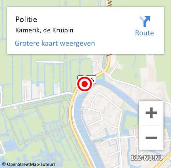 Locatie op kaart van de 112 melding: Politie Kamerik, de Kruipin op 1 oktober 2021 19:04