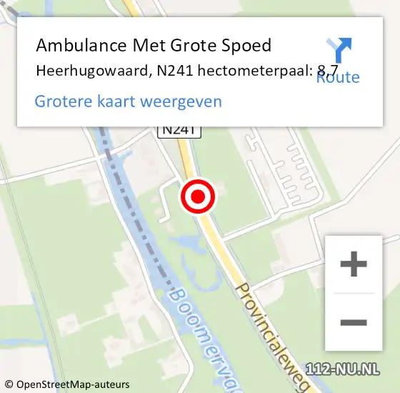 Locatie op kaart van de 112 melding: Ambulance Met Grote Spoed Naar Heerhugowaard, N241 hectometerpaal: 8,7 op 1 oktober 2021 19:30