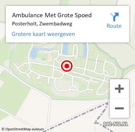 Locatie op kaart van de 112 melding: Ambulance Met Grote Spoed Naar Posterholt, Zwembadweg op 1 oktober 2021 19:34