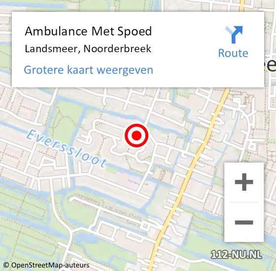 Locatie op kaart van de 112 melding: Ambulance Met Spoed Naar Landsmeer, Noorderbreek op 1 oktober 2021 19:35