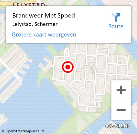 Locatie op kaart van de 112 melding: Brandweer Met Spoed Naar Lelystad, Schermer op 1 oktober 2021 20:10