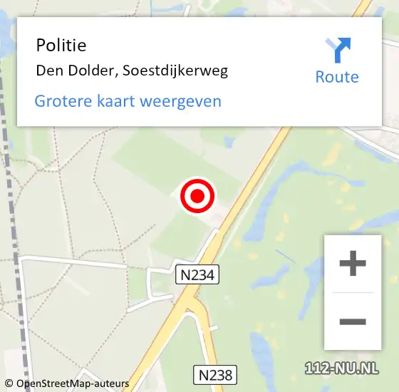 Locatie op kaart van de 112 melding: Politie Den Dolder, Soestdijkerweg op 24 juni 2014 17:01