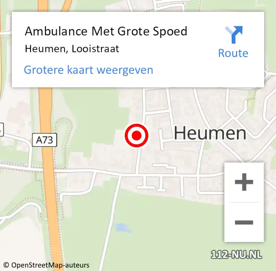 Locatie op kaart van de 112 melding: Ambulance Met Grote Spoed Naar Heumen, Looistraat op 1 oktober 2021 20:24