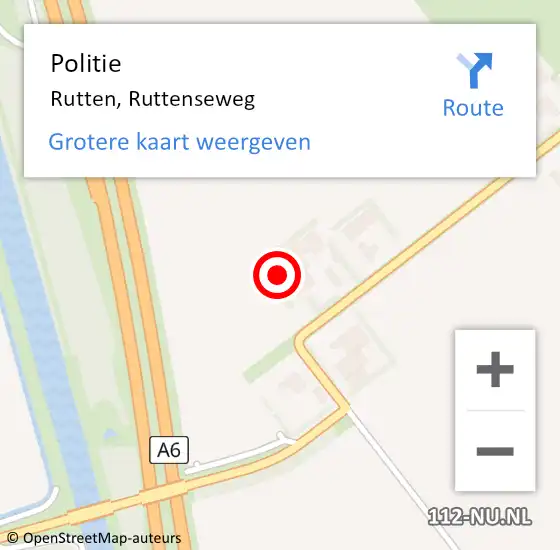 Locatie op kaart van de 112 melding: Politie Rutten, Ruttenseweg op 1 oktober 2021 20:51