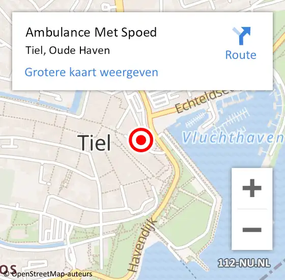 Locatie op kaart van de 112 melding: Ambulance Met Spoed Naar Tiel, Oude Haven op 1 oktober 2021 21:21