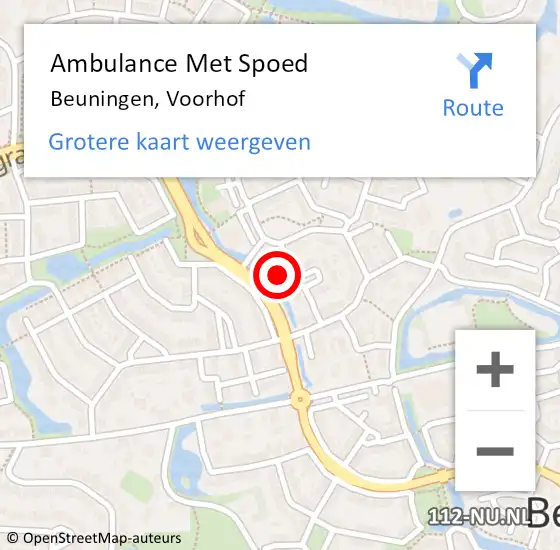 Locatie op kaart van de 112 melding: Ambulance Met Spoed Naar Beuningen, Voorhof op 1 oktober 2021 21:22