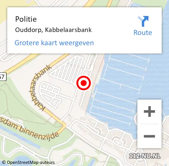 Locatie op kaart van de 112 melding: Politie Ouddorp, Kabbelaarsbank op 1 oktober 2021 21:49