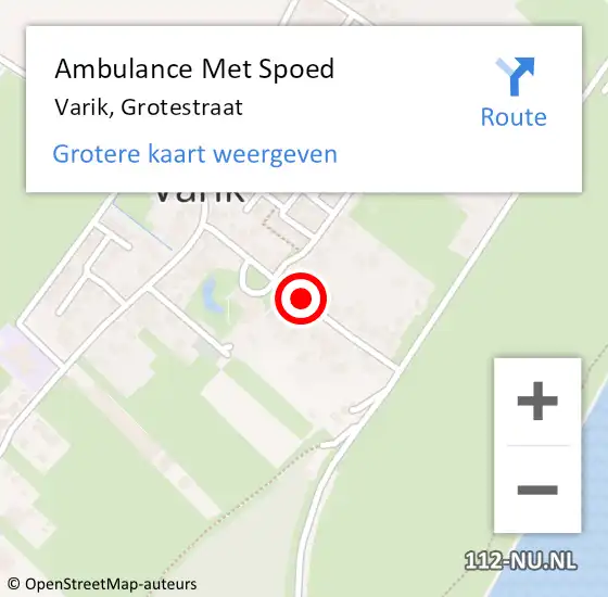 Locatie op kaart van de 112 melding: Ambulance Met Spoed Naar Varik, Grotestraat op 1 oktober 2021 21:51