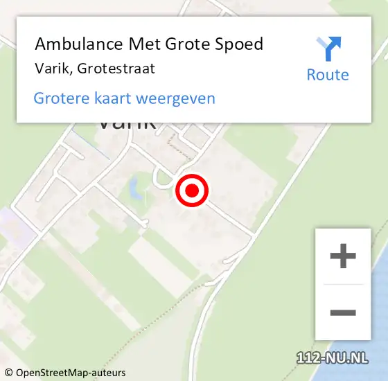 Locatie op kaart van de 112 melding: Ambulance Met Grote Spoed Naar Varik, Grotestraat op 1 oktober 2021 21:54