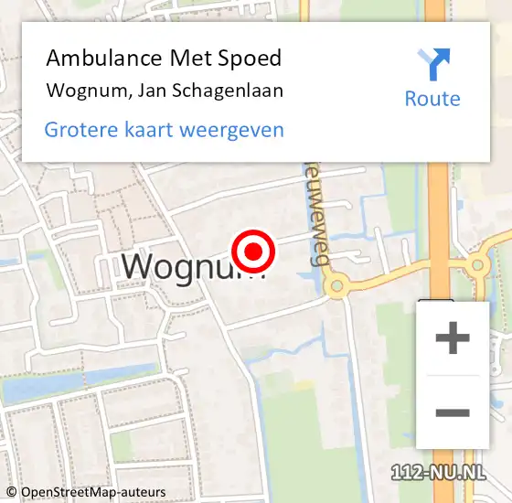 Locatie op kaart van de 112 melding: Ambulance Met Spoed Naar Wognum, Jan Schagenlaan op 1 oktober 2021 21:56