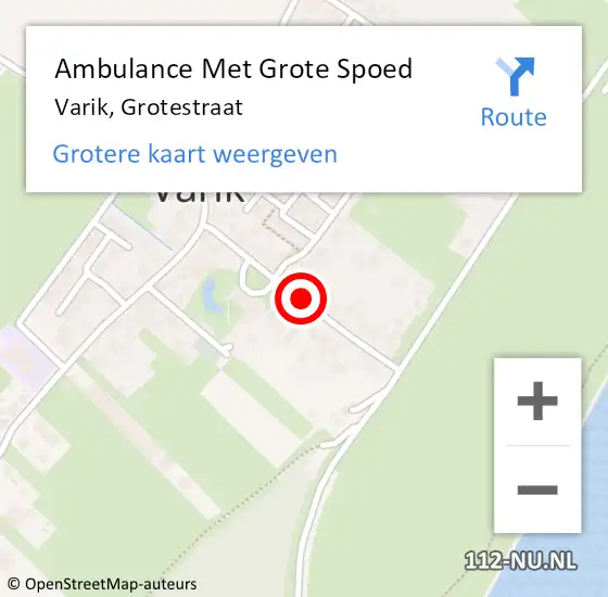 Locatie op kaart van de 112 melding: Ambulance Met Grote Spoed Naar Varik, Grotestraat op 1 oktober 2021 21:56