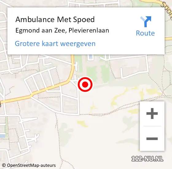 Locatie op kaart van de 112 melding: Ambulance Met Spoed Naar Egmond aan Zee, Plevierenlaan op 1 oktober 2021 22:54