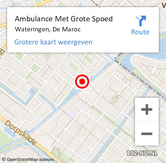 Locatie op kaart van de 112 melding: Ambulance Met Grote Spoed Naar Wateringen, De Maroc op 1 oktober 2021 23:17