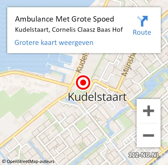 Locatie op kaart van de 112 melding: Ambulance Met Grote Spoed Naar Kudelstaart, Cornelis Claasz Baas Hof op 1 oktober 2021 23:17