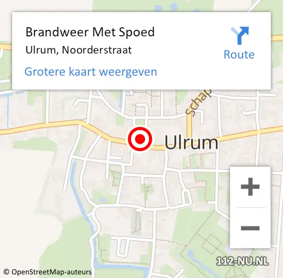 Locatie op kaart van de 112 melding: Brandweer Met Spoed Naar Ulrum, Noorderstraat op 1 oktober 2021 23:18