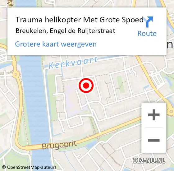 Locatie op kaart van de 112 melding: Trauma helikopter Met Grote Spoed Naar Breukelen, Engel de Ruijterstraat op 2 oktober 2021 00:01