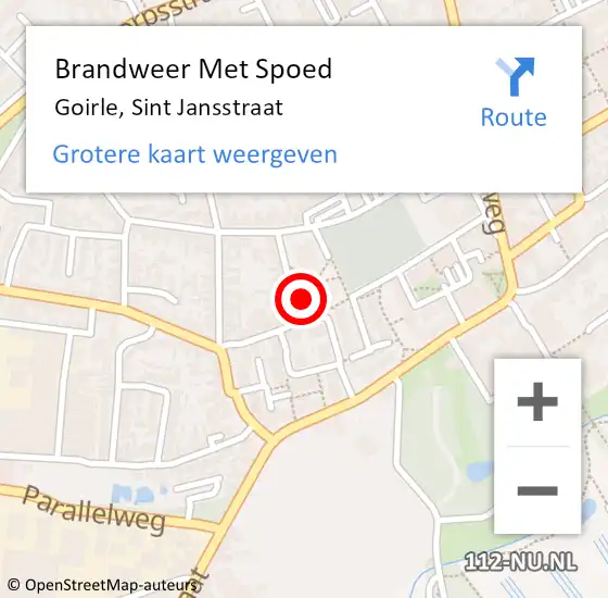 Locatie op kaart van de 112 melding: Brandweer Met Spoed Naar Goirle, Sint Jansstraat op 2 oktober 2021 00:03