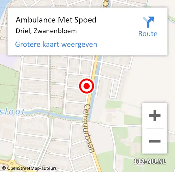 Locatie op kaart van de 112 melding: Ambulance Met Spoed Naar Elst, Zwanenbloem op 2 oktober 2021 00:15