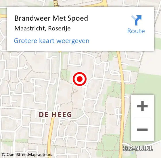 Locatie op kaart van de 112 melding: Brandweer Met Spoed Naar Maastricht, Roserije op 2 oktober 2021 00:20