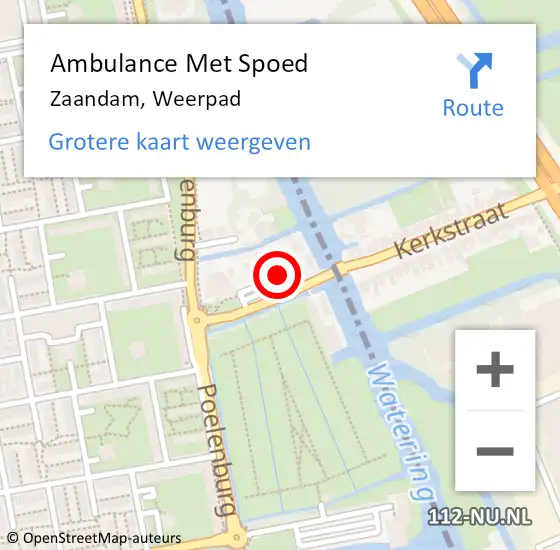 Locatie op kaart van de 112 melding: Ambulance Met Spoed Naar Zaandam, Weerpad op 2 oktober 2021 00:30