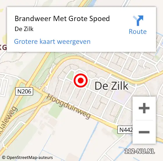 Locatie op kaart van de 112 melding: Brandweer Met Grote Spoed Naar De Zilk op 2 oktober 2021 00:50