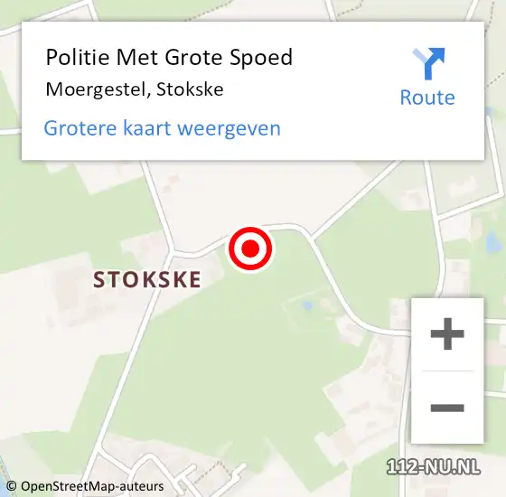 Locatie op kaart van de 112 melding: Politie Met Grote Spoed Naar Moergestel, Stokske op 2 oktober 2021 01:23