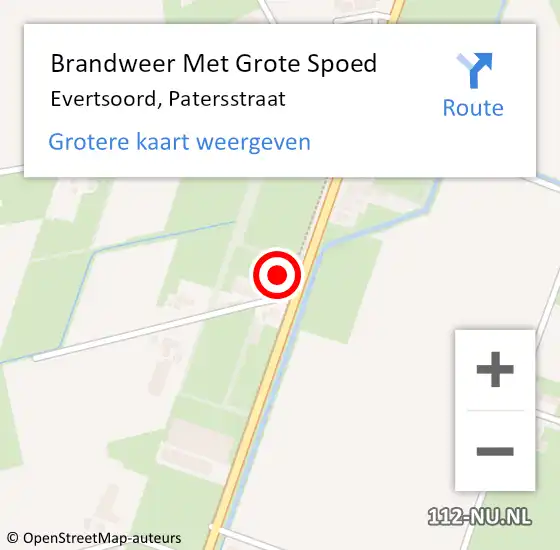 Locatie op kaart van de 112 melding: Brandweer Met Grote Spoed Naar Evertsoord, Patersstraat op 2 oktober 2021 01:56