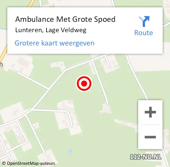 Locatie op kaart van de 112 melding: Ambulance Met Grote Spoed Naar Lunteren, Lage Veldweg op 2 oktober 2021 02:46