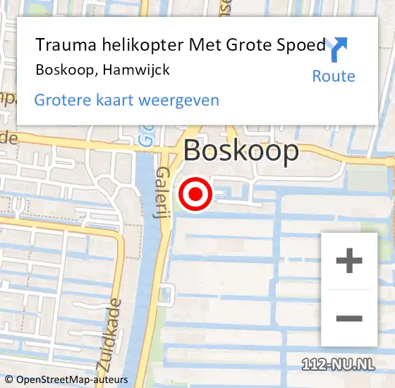 Locatie op kaart van de 112 melding: Trauma helikopter Met Grote Spoed Naar Boskoop, Hamwijck op 2 oktober 2021 03:46