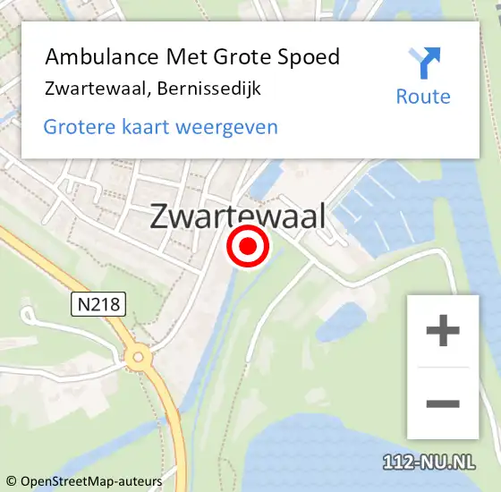 Locatie op kaart van de 112 melding: Ambulance Met Grote Spoed Naar Zwartewaal, Bernissedijk op 2 oktober 2021 04:01