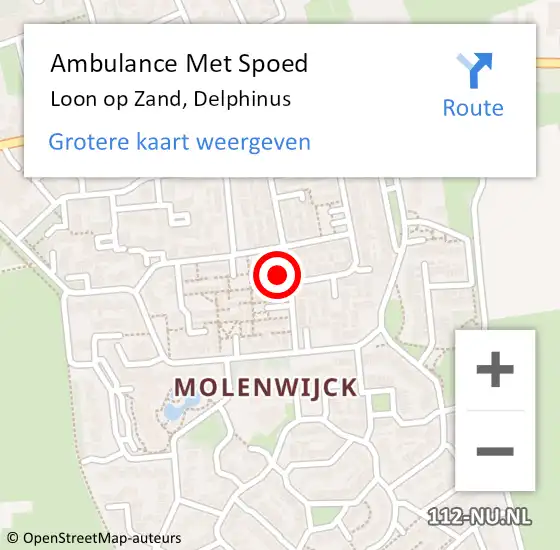 Locatie op kaart van de 112 melding: Ambulance Met Spoed Naar Loon op Zand, Delphinus op 24 juni 2014 17:30