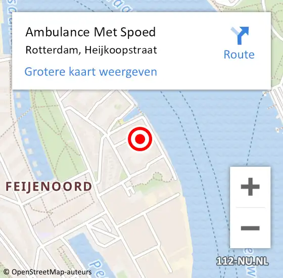 Locatie op kaart van de 112 melding: Ambulance Met Spoed Naar Rotterdam, Heijkoopstraat op 2 oktober 2021 05:17