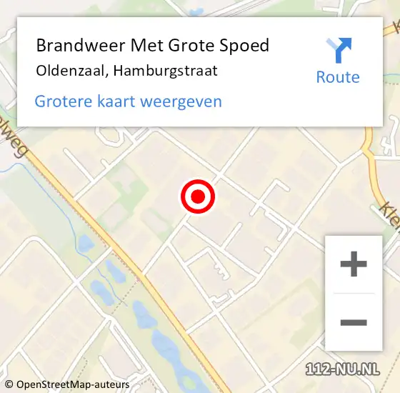 Locatie op kaart van de 112 melding: Brandweer Met Grote Spoed Naar Oldenzaal, Hamburgstraat op 2 oktober 2021 05:20