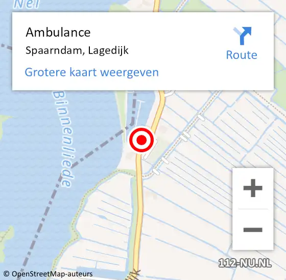 Locatie op kaart van de 112 melding: Ambulance Spaarndam, Lagedijk op 2 oktober 2021 06:12