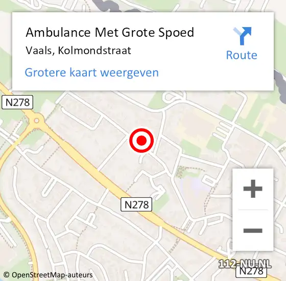 Locatie op kaart van de 112 melding: Ambulance Met Grote Spoed Naar Vaals, Kolmondstraat op 24 juni 2014 17:34