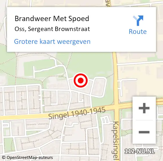 Locatie op kaart van de 112 melding: Brandweer Met Spoed Naar Oss, Sergeant Brownstraat op 2 oktober 2021 06:45