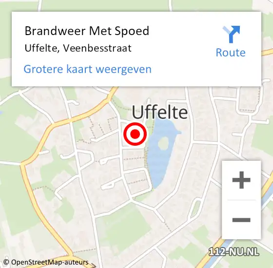 Locatie op kaart van de 112 melding: Brandweer Met Spoed Naar Uffelte, Veenbesstraat op 2 oktober 2021 07:26