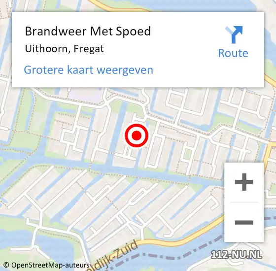 Locatie op kaart van de 112 melding: Brandweer Met Spoed Naar Uithoorn, Fregat op 2 oktober 2021 07:45