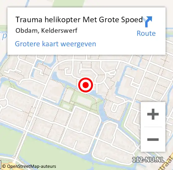 Locatie op kaart van de 112 melding: Trauma helikopter Met Grote Spoed Naar Obdam, Kelderswerf op 2 oktober 2021 07:46