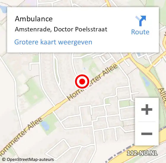 Locatie op kaart van de 112 melding: Ambulance Amstenrade, Doctor Poelsstraat op 6 oktober 2013 06:13