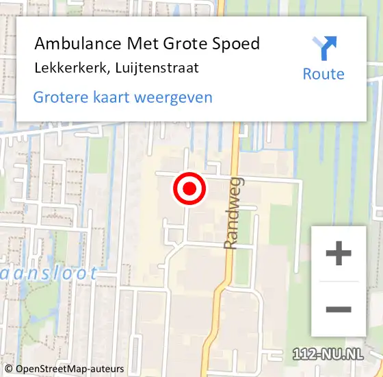 Locatie op kaart van de 112 melding: Ambulance Met Grote Spoed Naar Lekkerkerk, Luijtenstraat op 2 oktober 2021 08:38