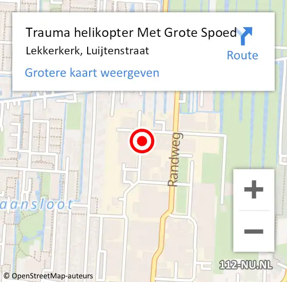 Locatie op kaart van de 112 melding: Trauma helikopter Met Grote Spoed Naar Lekkerkerk, Luijtenstraat op 2 oktober 2021 08:39